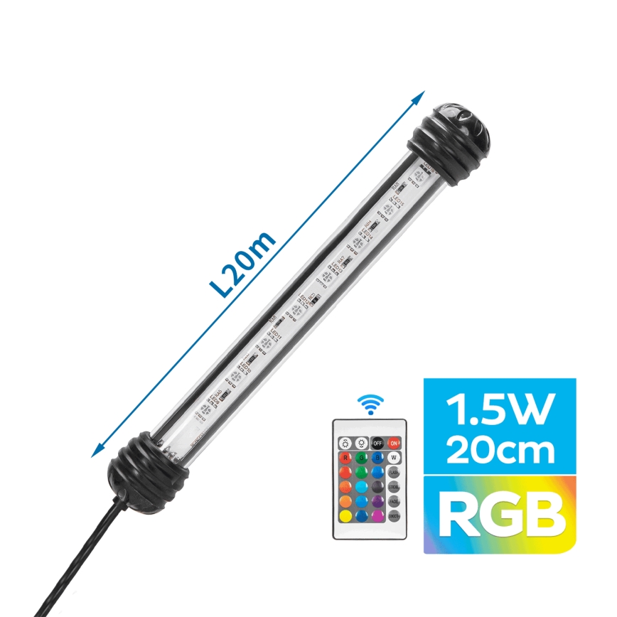 Nobleza - LED RGB Osvětlení akvária LED/1,5W/230V IPX7 + dálkové ovládání