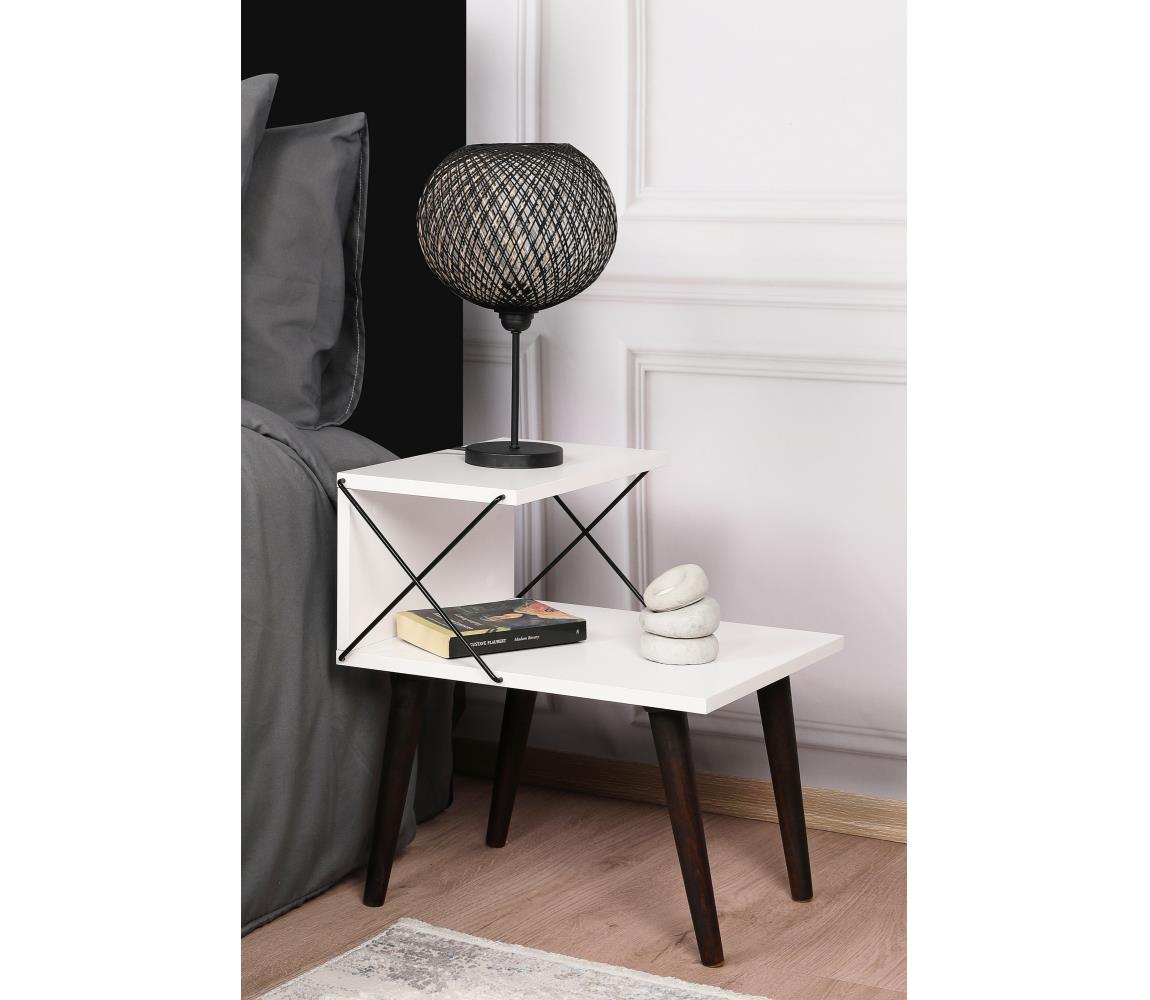  Noční stolek CROSS 55x50 cm bílá 