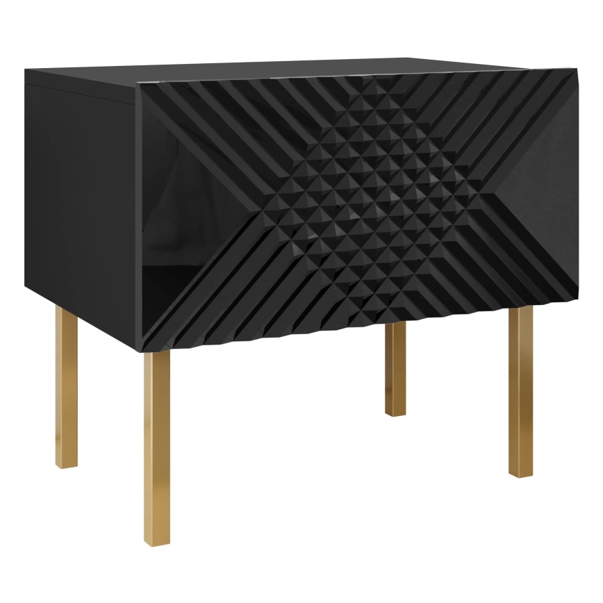 Noční stolek EXITO 46x50 cm černá/zlatá