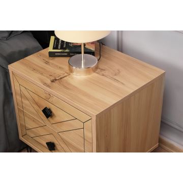 Noční stolek LUNA 55x50 cm hnědá/černá