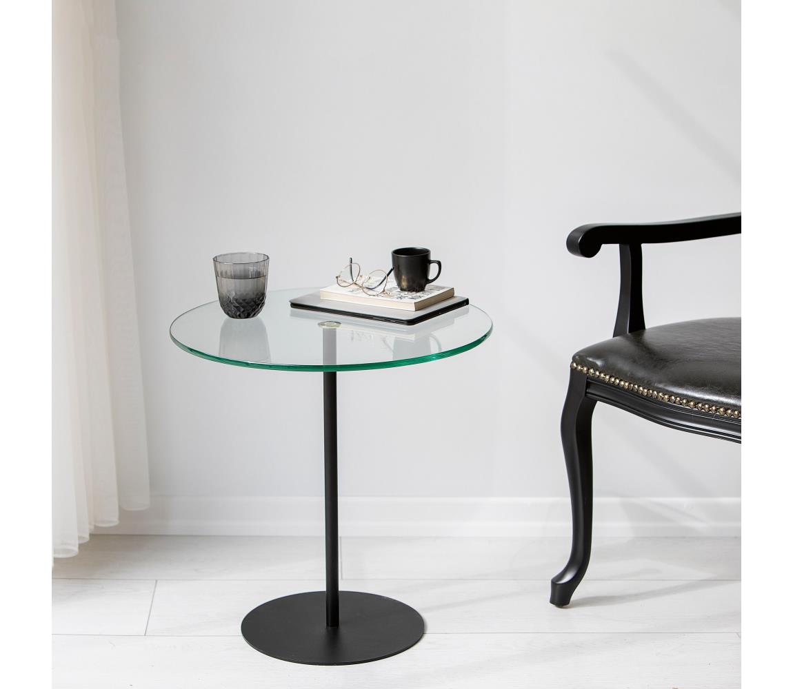 Asir Odkládací stolek CHILL 50x50 cm černá/čirá AS1583