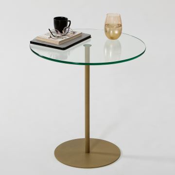 Odkládací stolek CHILL 50x50 cm zlatá/čirá