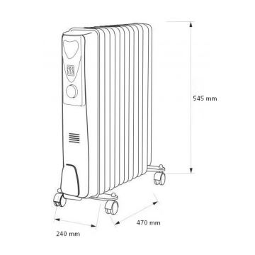 Olejový ohřívač s 11 žebry 2500W/230V šedá