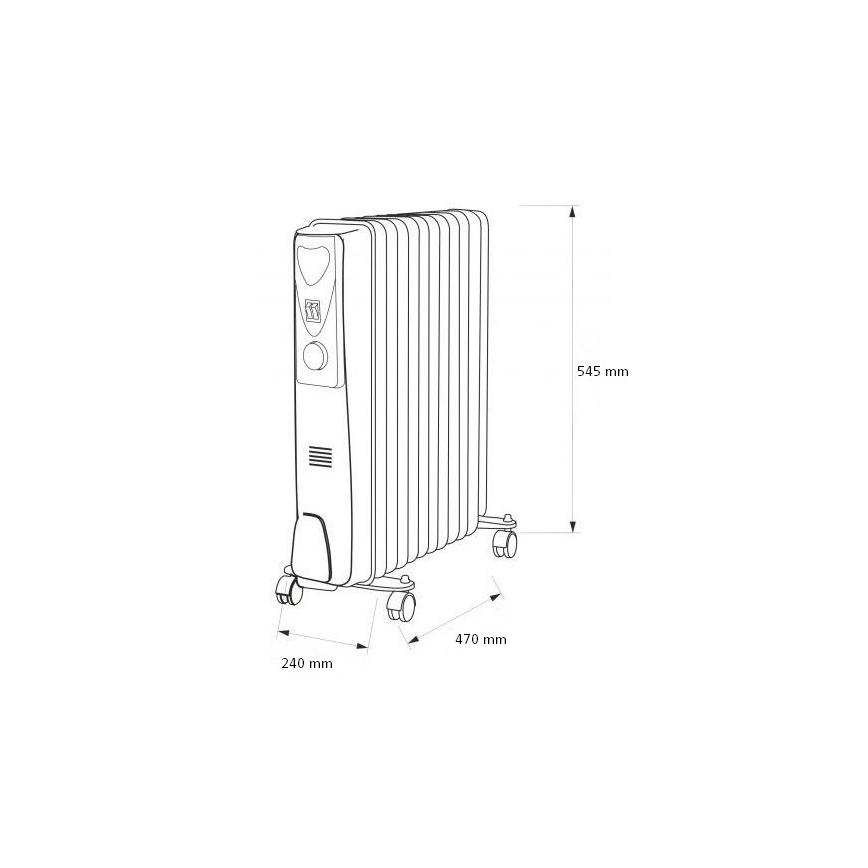 Olejový ohřívač s 11 žebry 2500W/230V šedá