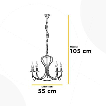 ONLI - Lustr na řetězu CANDELA 5xE14/6W/230V bronzová