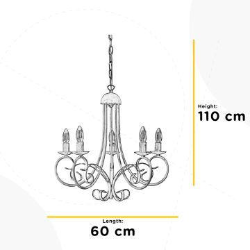 ONLI - Lustr na řetězu POMPEI 5xE14/6W/320V krémová