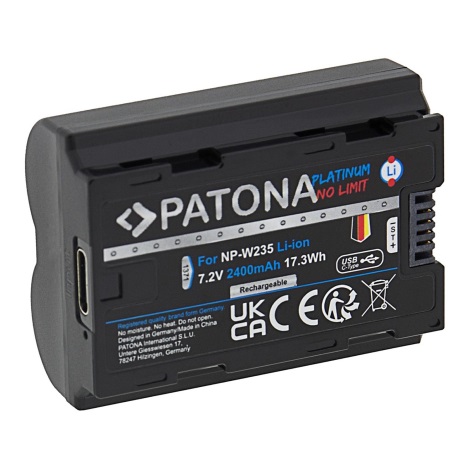 PATONA - Aku Fuji NP-W235 2400mAh Li-Ion Platinum USB-C nabíjení X-T4