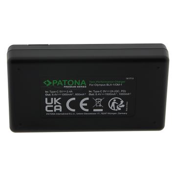 PATONA - Rychlonabíječka Dual Olympus BLX-1 + kabel USB-C 0,6m