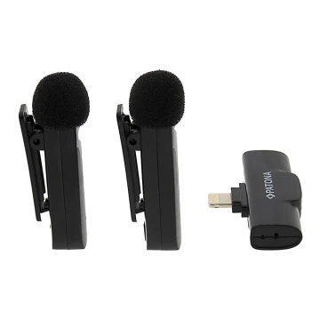 PATONA - SADA 2x Bezdrátový mikrofon s klipem pro iPhone USB-C 5V