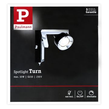 Paulmann 66670 - 1xGU10/10W Nástěnné bodové svítidlo TURN 230V černá