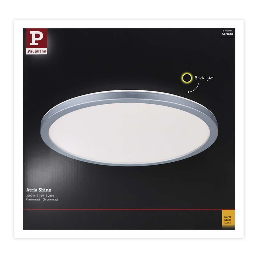 Paulmann 70991 - LED/16W Přisazený panel ATRIA 230V 3000K pr. 29,3 cm matný chrom