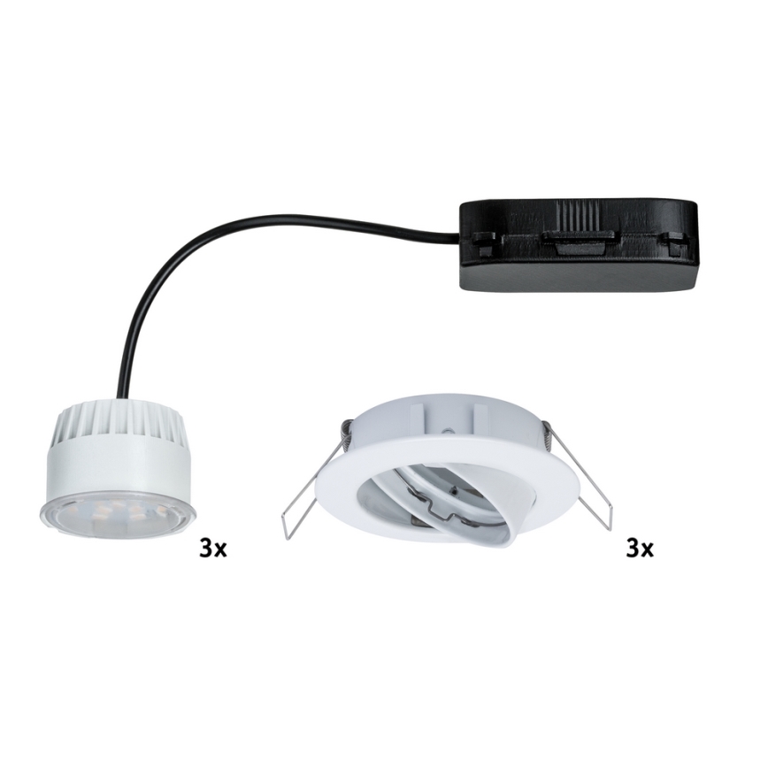 Paulmann 92765 - SADA 3x LED Koupelnové podhledové svítidlo COIN 3xLED/6,8W/230V bílá
