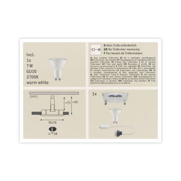 Paulmann 93611 - LED-GU10/7W IP44 Stmívatelné koupelnové podhledové svítidlo NOVA 230V