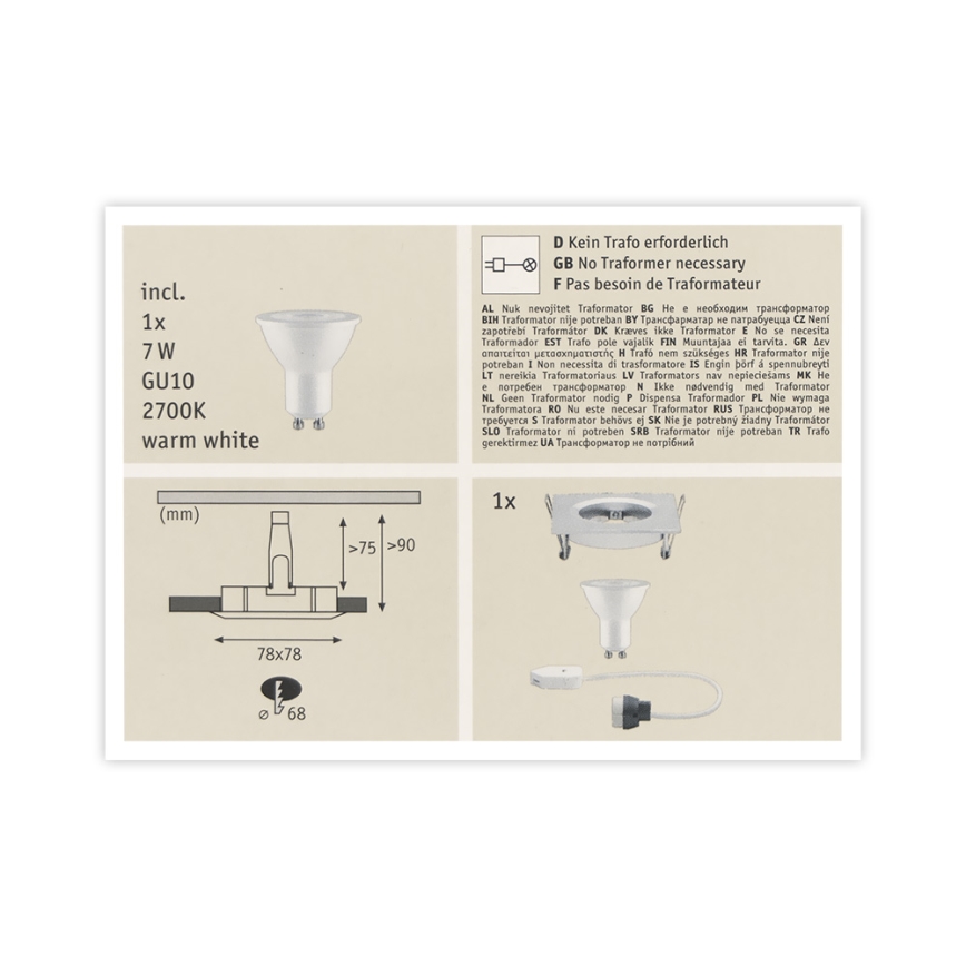 Paulmann 93611 - LED-GU10/7W IP44 Stmívatelné koupelnové podhledové svítidlo NOVA 230V