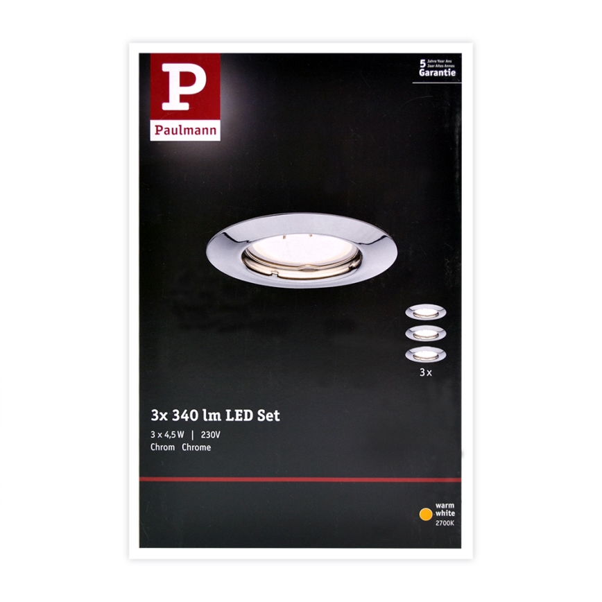 Paulmann 93657 - SADA 3x LED/GU10/4,5W Podhledové svítidlo 230V