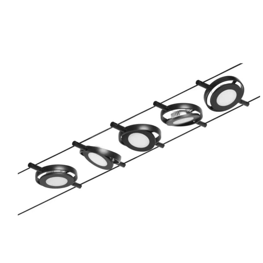 Paulmann 94418 - SADA 5xLED/4,5W Bodové svítidlo do lankového systému ROUNDMAC 230V černá