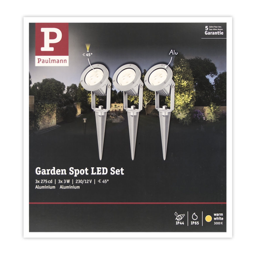 Paulmann 98845 - SADA 3x LED/3W IP65 Reflektor GARDENSPOT 230V