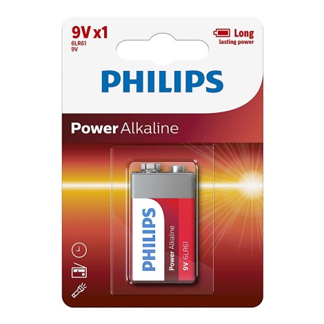 Philips 6LR61P1B/10 - Alkalická baterie 6LR61 POWER ALKALINE 9V 600mAh