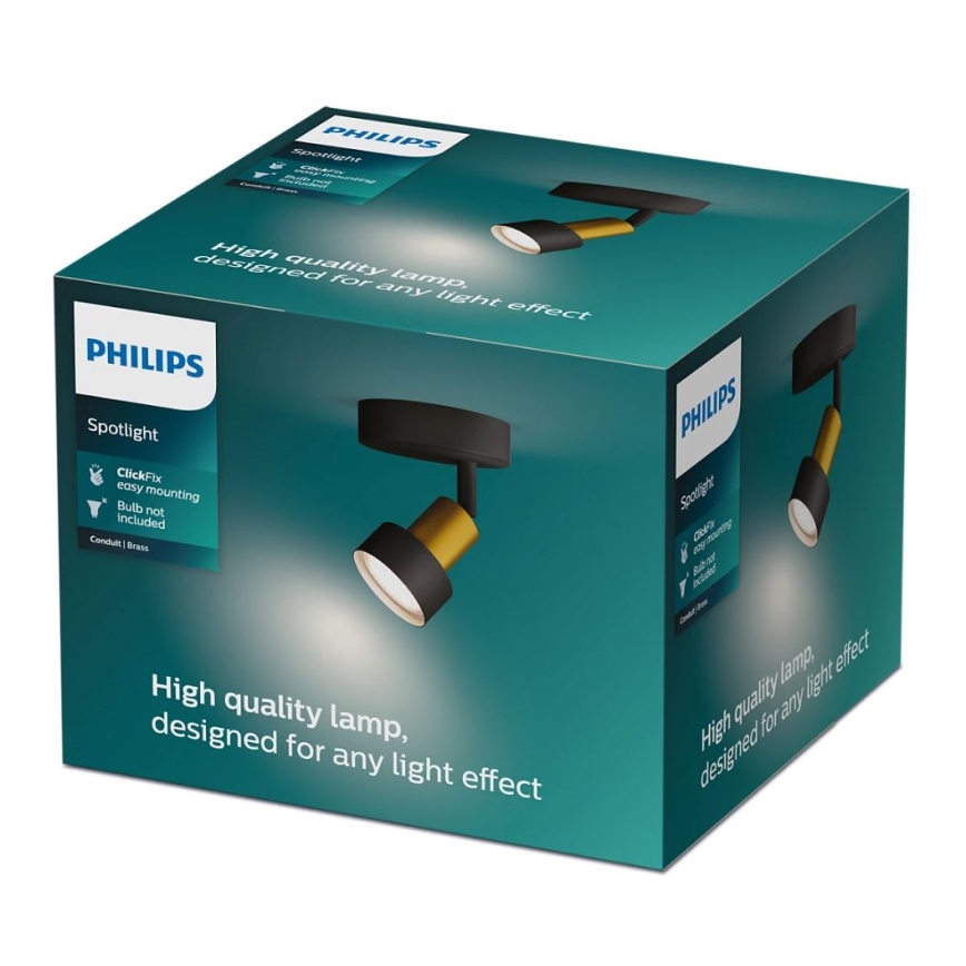 Philips - Bodové svítidlo CONDUIT 1xGU10/5W/230V černá/mosaz