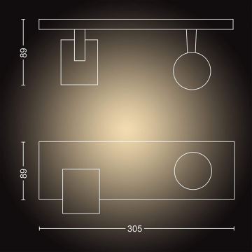 Philips - LED Stmívatelné bodové svítidlo Hue RUNNER 2xGU10/4,2W/230V 2200-6500K + dálkové ovládání černá