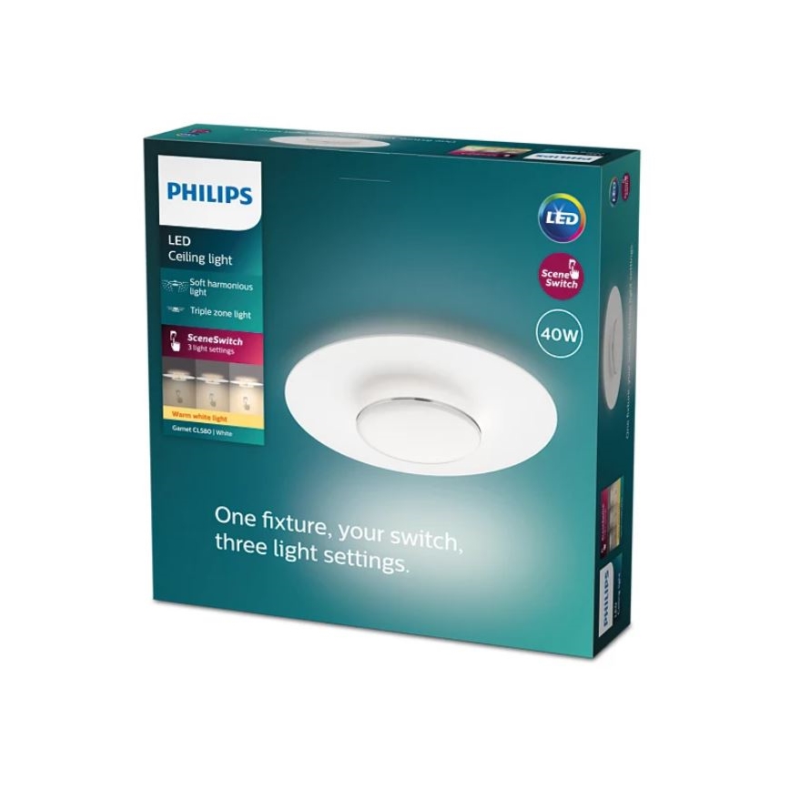 Philips- LED Stmívatelné stropní svítidlo SCENE SWITCH LED/40W/230V 2700K stříbrná