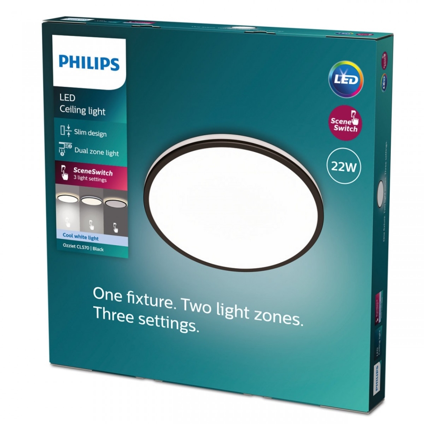 Philips - LED Stmívatelné stropní svítidlo SCENE SWITCH LED/22W/230V pr. 40 cm 4000K černá