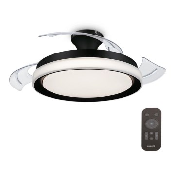 Philips-LED Stropní svítidlo s ventilátorem BLISS LED/35W/230V 5500/4000/2700K černá + dálkové ovládání