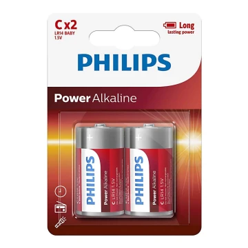 Philips LR14P2B/10 - 2 ks Alkalická baterie C POWER ALKALINE 1,5V 7200mAh