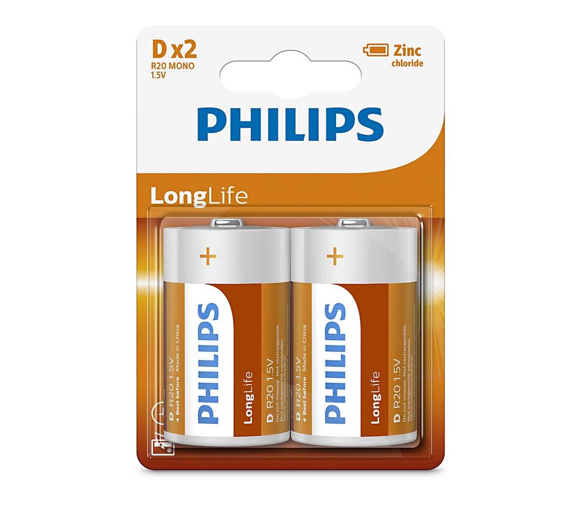 Baterie Philips LongLife D 2ks