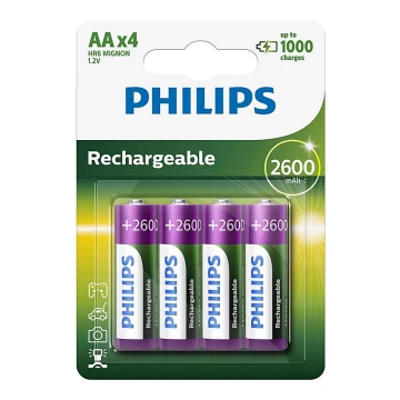 Philips R6B4B260/10 - 4 ks Nabíjecí baterie AA MULTILIFE NiMH/1,2V/2600 mAh