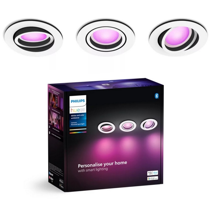 Philips - SADA 3xLED RGBW Stmívatelné podhledové Hue CENTURA 1xGU10/4,2W/230V 2000-6500K