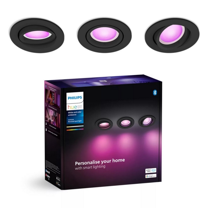 Philips - SADA 3xLED RGBW Stmívatelné podhledové Hue CENTURA 1xGU10/4,2W/230V 2000-6500K