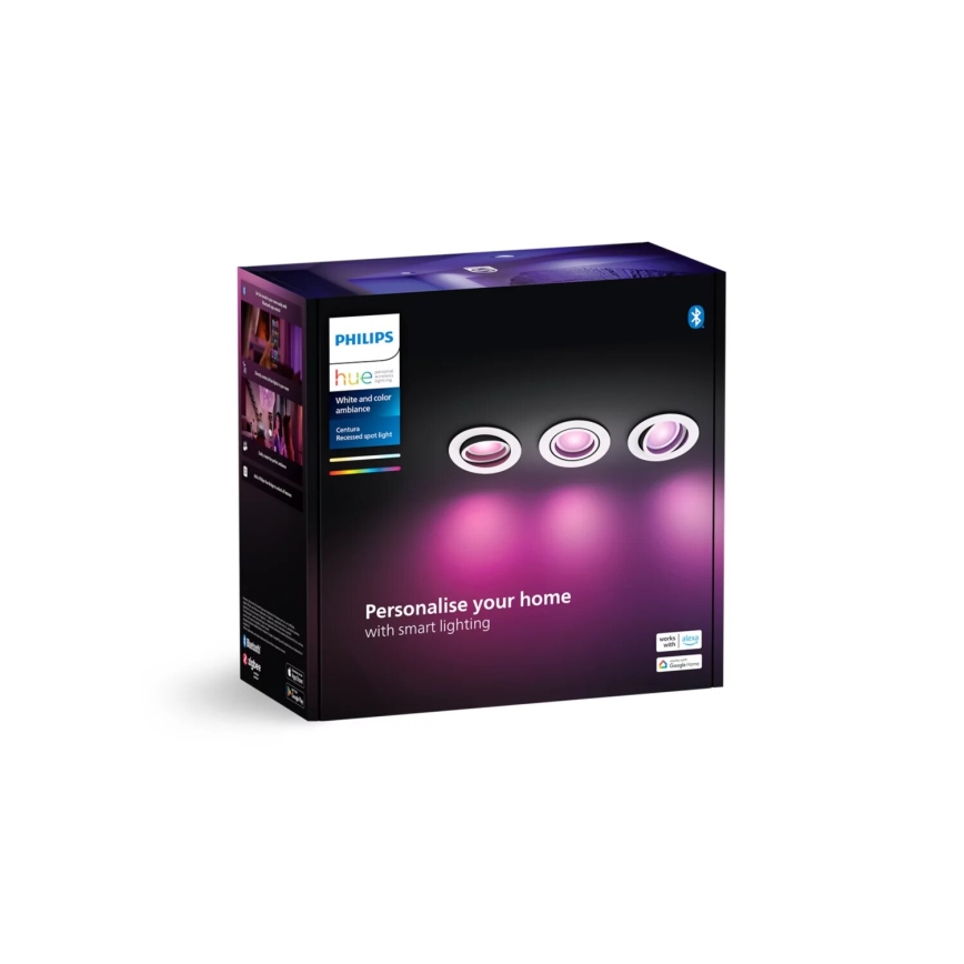 Philips - SADA 3xLED RGBW Stmívatelné podhledové Hue CENTURA 1xGU10/4,2W/230V 2000-6500K