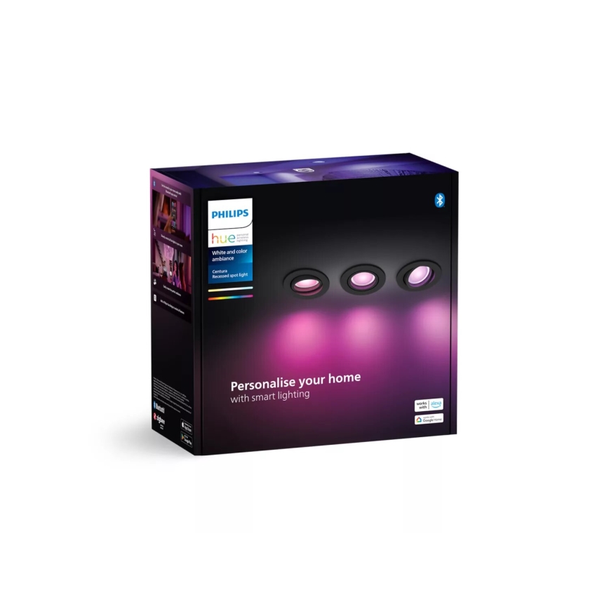 Philips - SADA 3xLED RGBW Stmívatelné podhledové Hue CENTURA 1xGU10/4,2W/230V 2000-6500K