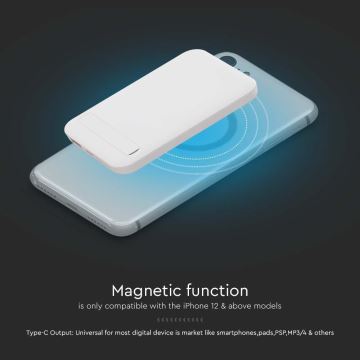 Power Bank magnetická s bezdrátovým nabíjením Power Delivery 10 000mAh/20W/3,7V bílá