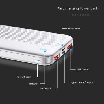 Power Bank Power Delivery 10000mAh/22,5W/5V stříbrná