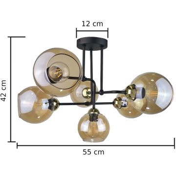 Přisazený lustr MONDE GOLD 6xE27/60W/230V