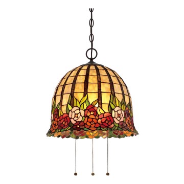 Quoizel - Lustr na řetězu Tiffany ROSECLIFFE 3xE27/100W/230V