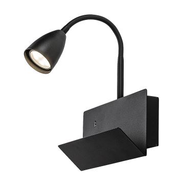 Rabalux - Nástěnná lampa s poličkou a USB portem 1xGU10/25W/230V černá