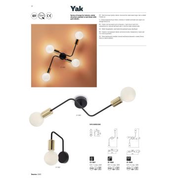 Redo 01-1667 - Nástěnné svítidlo YAK 1xE27/42W/230V