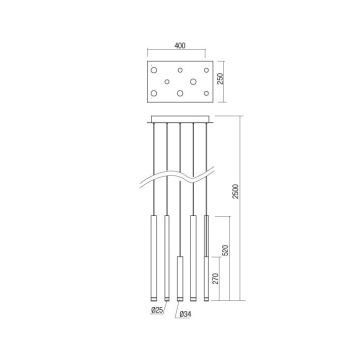 Redo 01-2046 - LED Lustr na lanku MADISON 8xLED/4W/230V zlatá