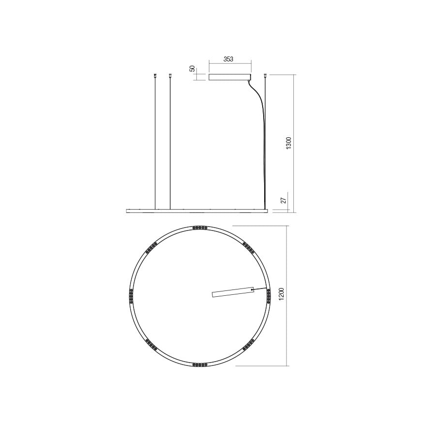 Redo 01-2209 - LED Lustr na lanku UNION LED/68W/230V 3000K pr. 120 cm zlatá