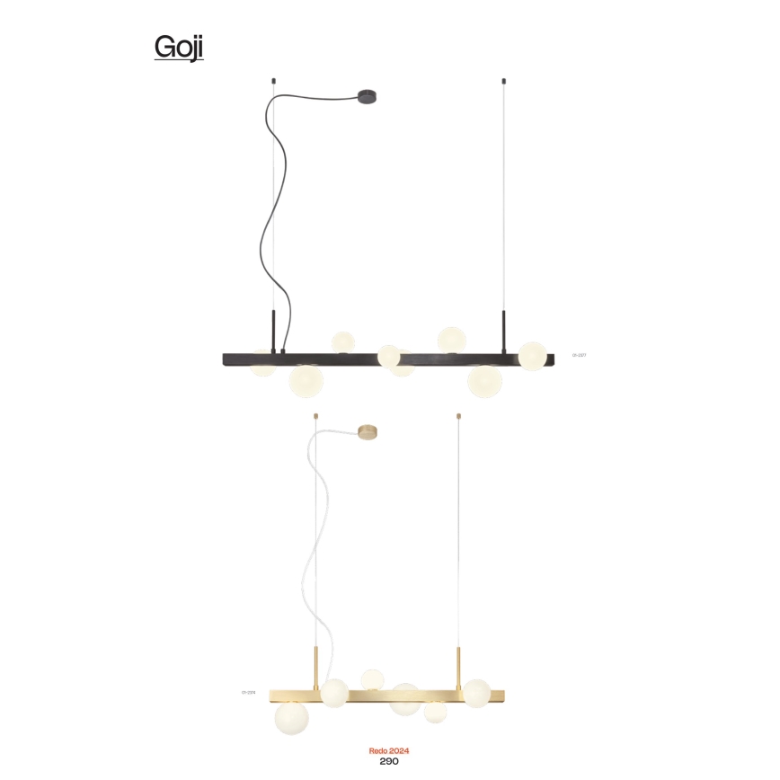 Redo 01-2375 - Lustr na lanku GOJI 6xG9/28W/230V černá