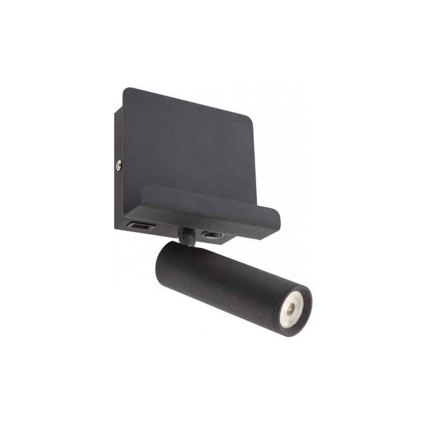 Redo 01-3084 - LED Nástěnné bodové svítidlo PANEL LED/3,5W/230V USB černá