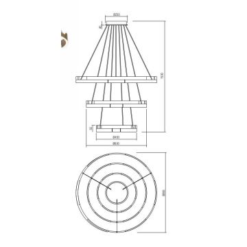 Redo 01-3182 - LED Stmívatelný lustr na lanku CASTLE LED/80W/230V černá