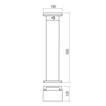 Redo 90536 - LED Solární lampa se senzorem TAIYO LED/2W/3,7V 3000K IP54 antracit