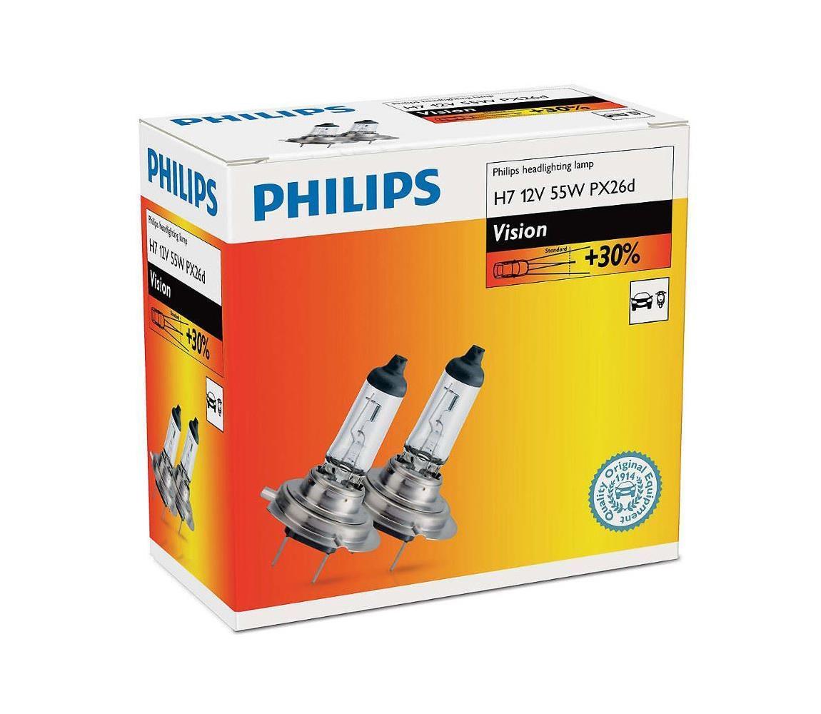 Philips SADA 2x Autožárovka Philips VISION 12972PRC2 H7 PX26d/55W/12V 3200K P2272