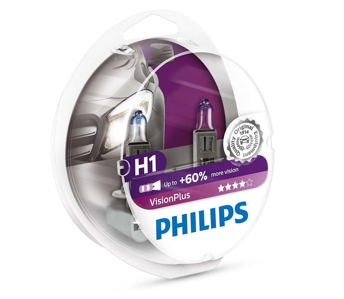 Philips SADA 2x Autožárovka Philips VISION PLUS 12258VPS2 H1 P14,5s/55W/12V 3250K P3216