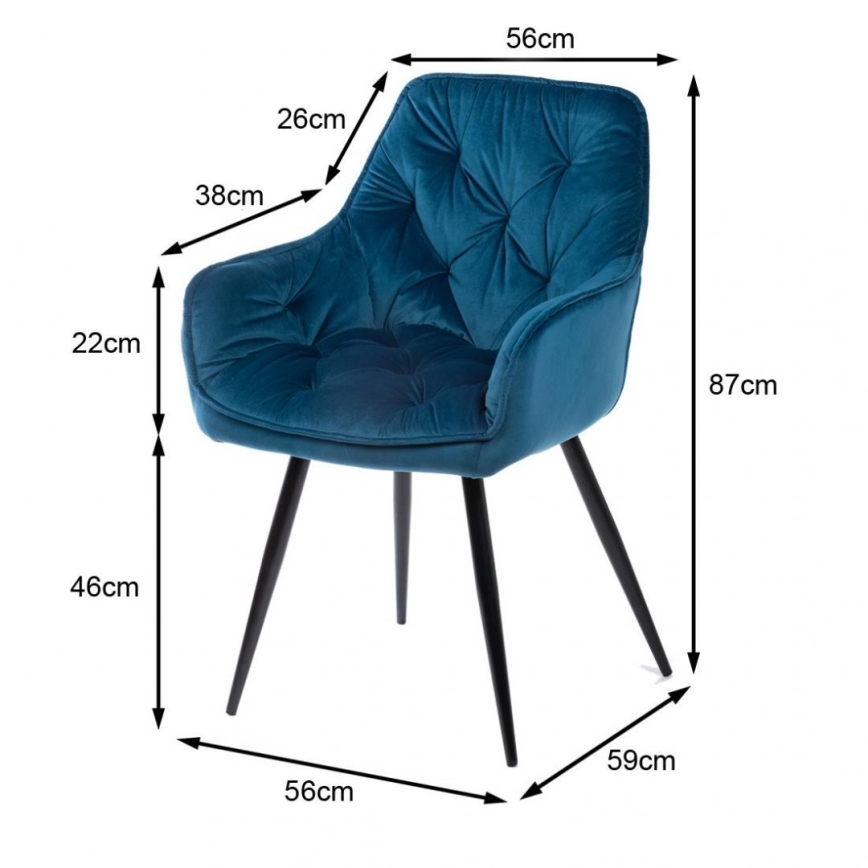 SADA 2x Jídelní židle HANA modrá
