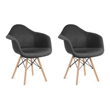 SADA 2x Jídelní židle NEREA 80x60,5 cm šedá/buk